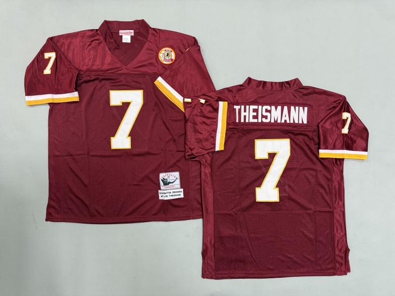 Men 2025 Washington Redskins #7 Theismann red Throwback Limited NFL Jersey style 001